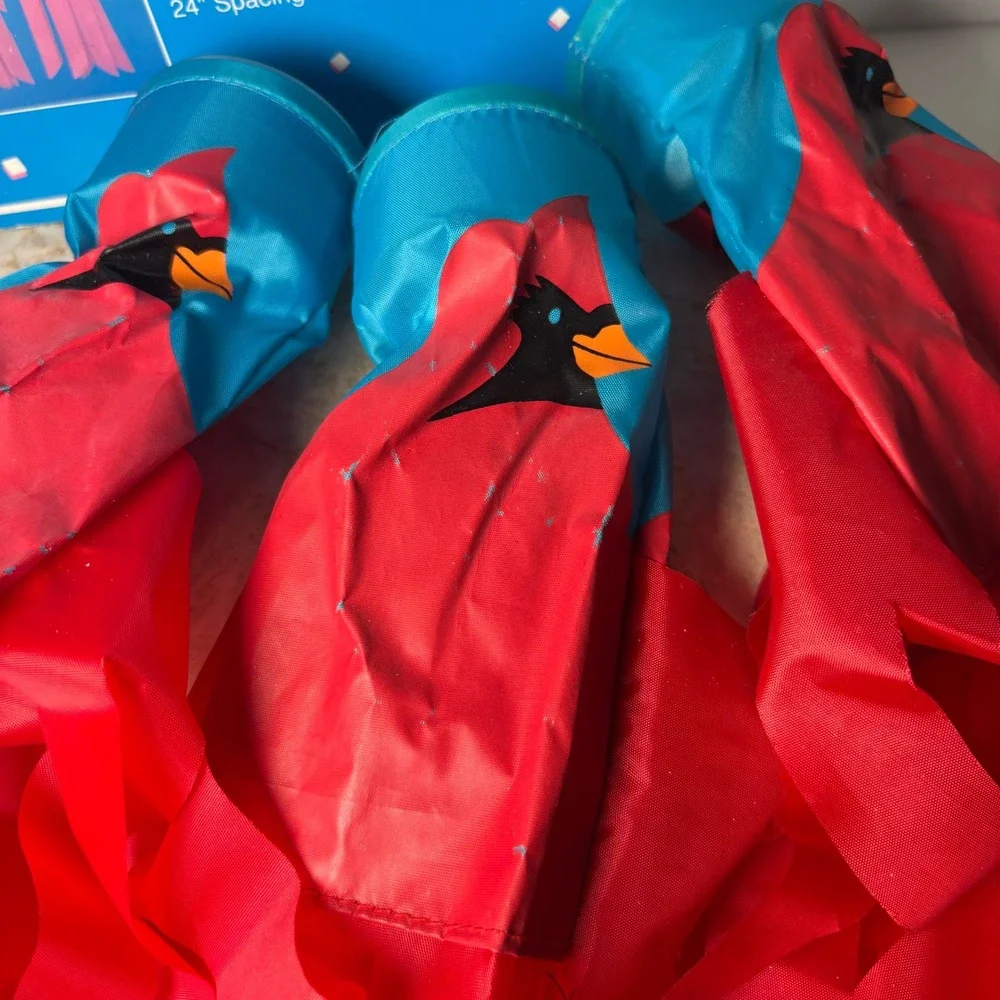 VTG Noma Cardinal Windsock Party Lights 14ft Red Blue 7 Weather Resist Lanterns